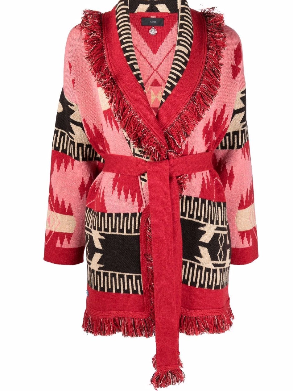 Cheap belted Alanui Icon cardigan Women jacquard 0811